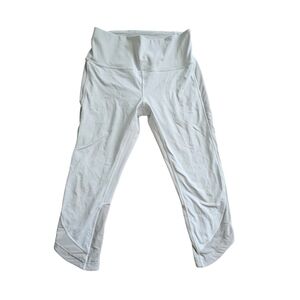 Lululemon High Rise Women's White Cropped Athletic Workout Leggings Size 8